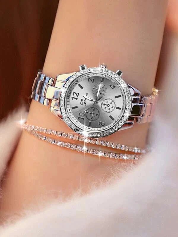 Rhinestone Decor Pointer Watch - Armaan Collection