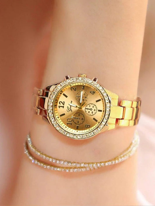 Rhinestone Decor Pointer Watch - Armaan Collection