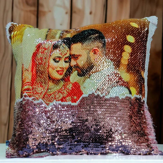 Customized Magic Cushion Custom Photo & Name Print Size 16x16 - Armaan Collection