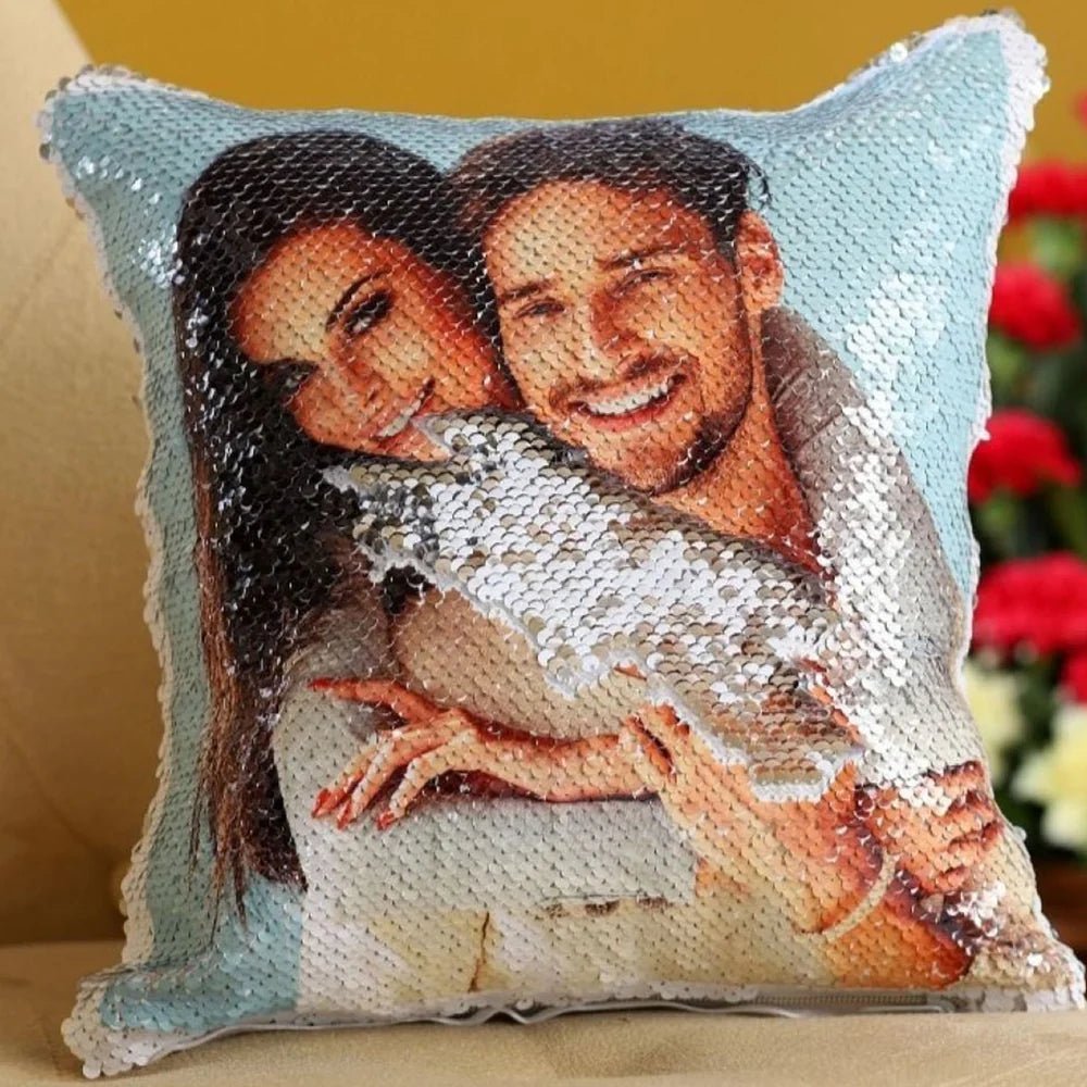 Customized Magic Cushion Custom Photo & Name Print Size 16x16 - Armaan Collection