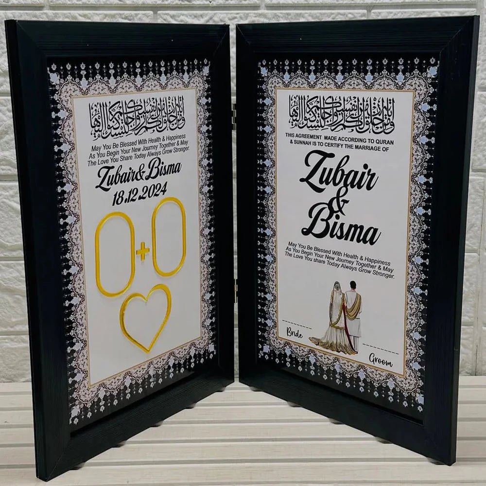 Acrylic Nikkah light booklet with Elegant Pen & Luxury Box – Personalized Wedding Gift Set - Armaan Collection