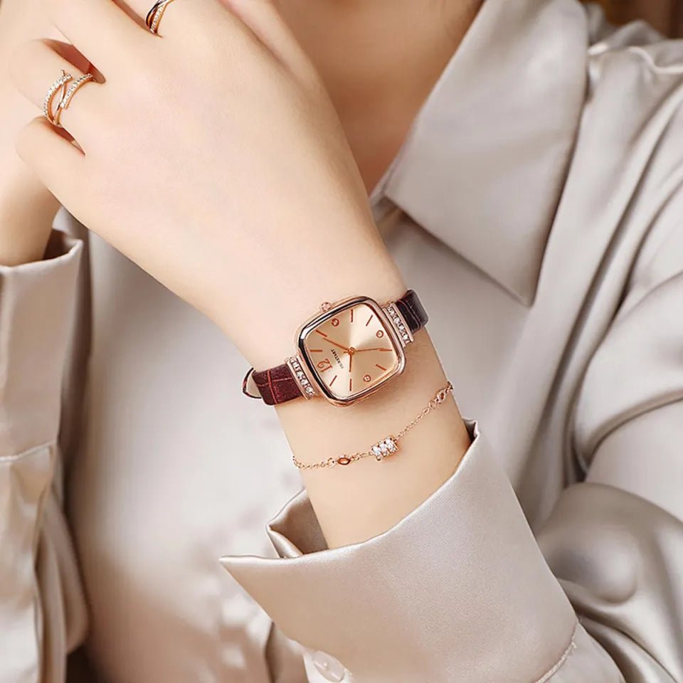 Square Leather Quartz Watch - Armaan Collection
