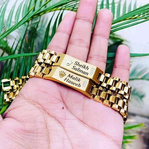 Customized Rolex Style Bracelet – Laser Name Engraved - Armaan Collection