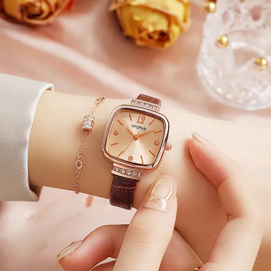 Square Leather Quartz Watch - Armaan Collection